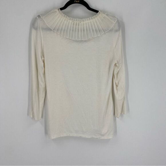 Women’s Scoop Ruffle Neck Long Sleeve White Blouse size S - Picture 3 of 5